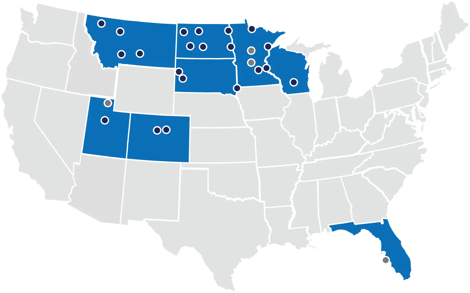 AE2S USA Office Locations map